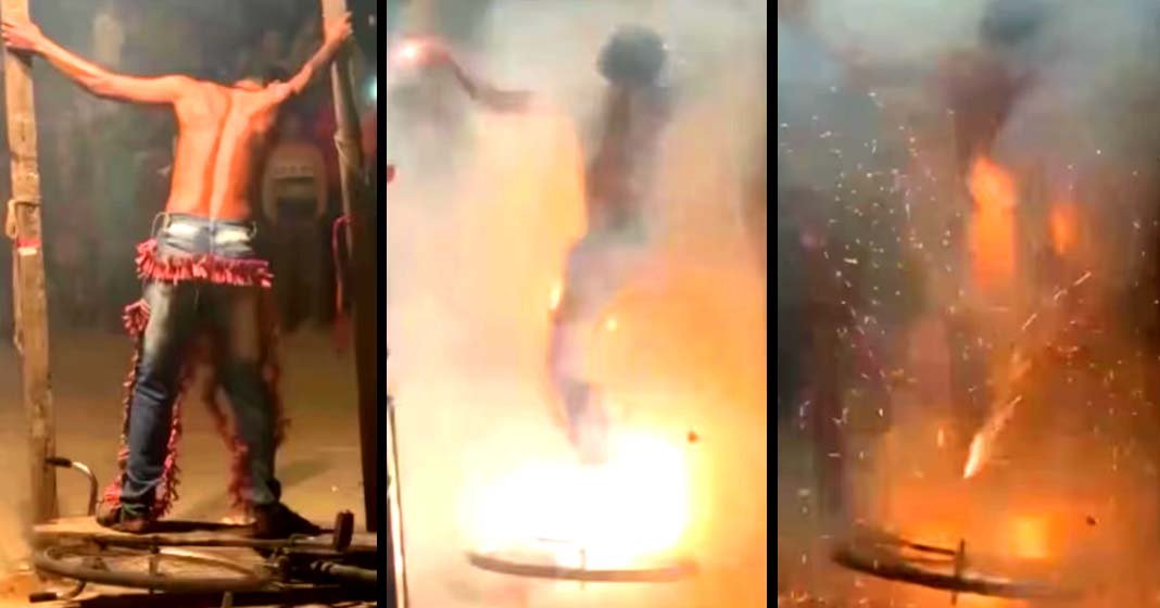 deepavali fire ദീപാവലി ആഘോഷിക്കാൻ അരയ്ക്കുതാഴെ പടക്കം കെട്ടിവച്ചു പൊട്ടിച്ച് യുവാവ്; കൊളുത്തിയത് കൂട്ടുകാർ; പിന്നീട് സംഭവിച്ചത്…. വീഡിയോ