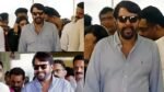 Mammootty arriving at Kochi Airport after eight months, greeting fans.