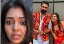 Actor Raijan Rajan and actress Mridhula Vijai during a TV serial shoot