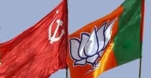 Police and party workers gathered outside Vanchiyoor polling booth during BJP–CPM clash over alleged bogus voting in Thiruvananthapuram.