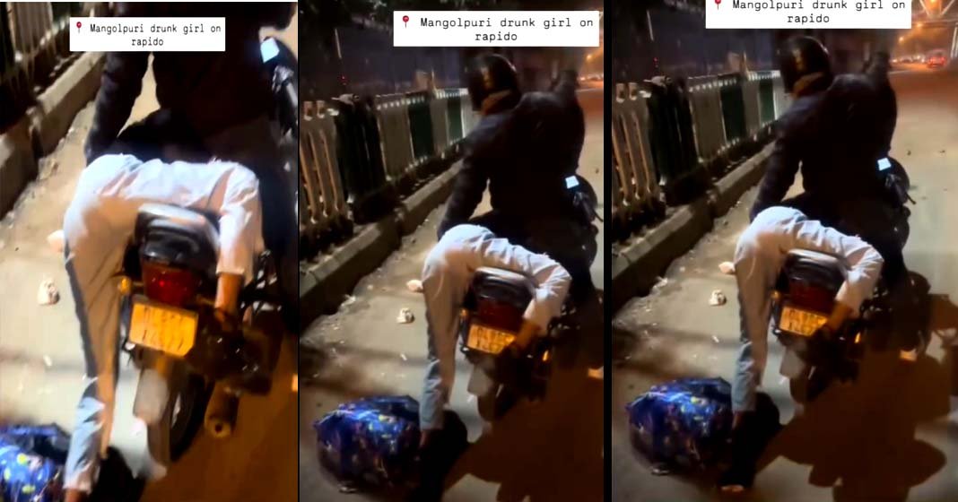 മദ്യപിച്ച് ലക്കുകെട്ട് ബൈക്കിനു പിന്നിൽ നിന്നും വീണു യുവതി; താങ്ങി എഴുന്നേൽപ്പിക്കാൻ ശ്രമിച്ച് റാപ്പിഡോ ഡ്രൈവർ: വൈറൽ വീഡിയോ