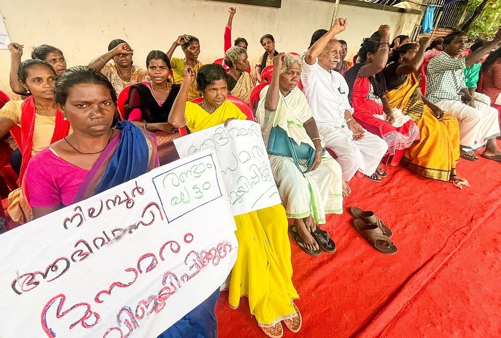 Protest shelter of Nilambur tribal families in front of Malappuram District Collectorate.