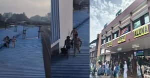 ആലുവ റെയിൽവേ സ്റ്റേഷനിൽ ഹൈടെൻഷൻ വൈദ്യുതലൈനിലേക്ക് ചാടുമെന്നു യുവാവിന്റെ ഭീഷണി; വൻ അപകടം ഒഴിവായത് ഇങ്ങനെ: