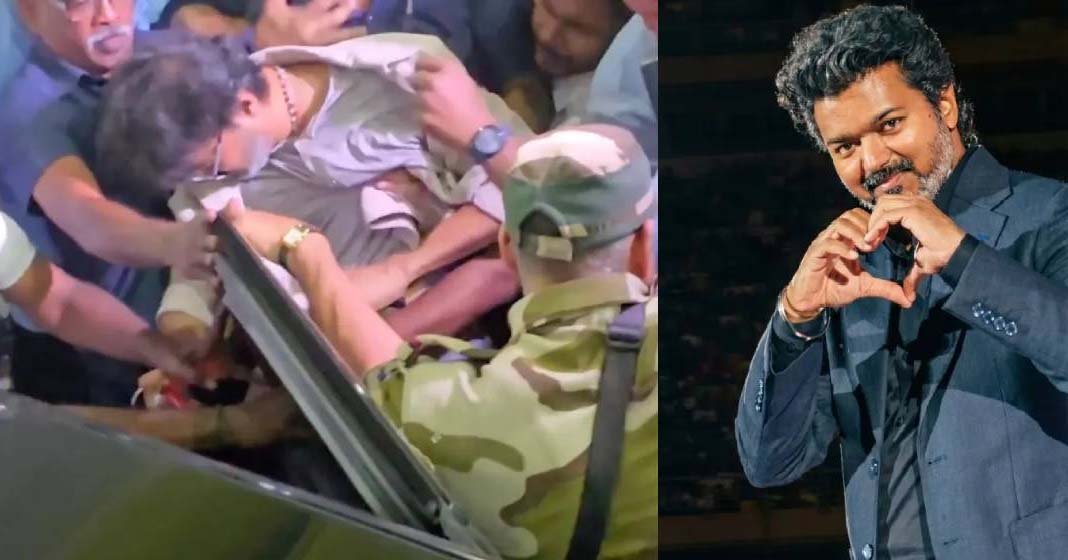 ആരാധകരുടെ തിക്കിലും തിരക്കിലും നിലത്ത് വീണ് നടൻ വിജയ്; ഭയന്ന് മറ്റൊരു വഴിയിലൂടെ പുറത്തുകടന്ന് മമിത: വീഡിയോ