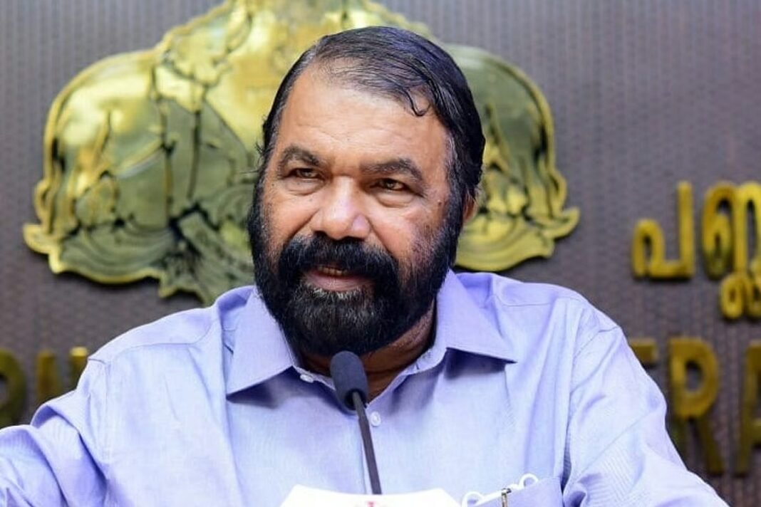 Minister V. Sivankutty at a press conference announcing the early distribution of textbooks and uniforms for Kerala schools in 2026.