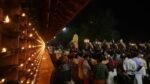 Panoramic view of the 157 steps at Pariyanamppatta Temple during Pooram festival.