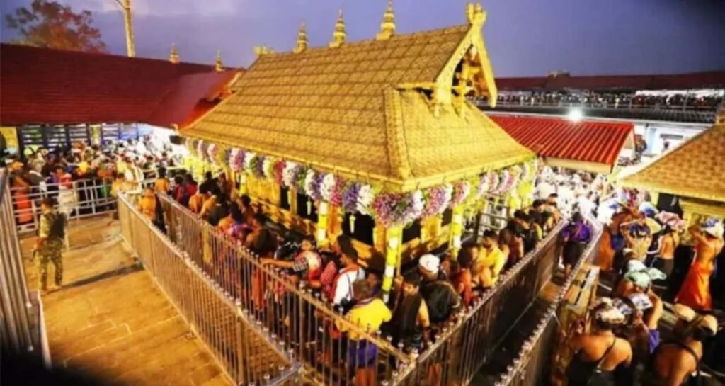 Sabarimala Temple Sannidhanam and Tantri Kandararu Rajeevaru collage representing the legal battle.