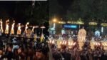 A visual of the grand elephant procession and traditional melam at Peruvanam Pooram in Thrissur