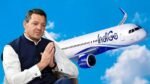 Profile photo of former IndiGo CEO Pieter Elbers and a grounded IndiGo aircraft at an airport.
