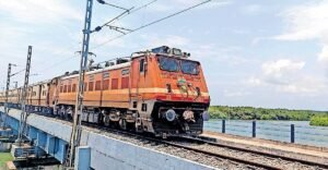 Indian Railways train on track representing travel updates in Kerala.