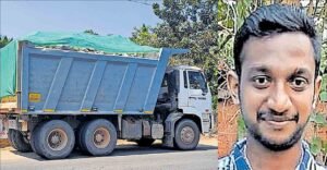 Vizhinjam-Balaramapuram road where the stone-fall accident occurred and file photo of Ananthu.