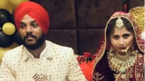 Crime investigation scene and the accused woman being taken into custody by police officers.